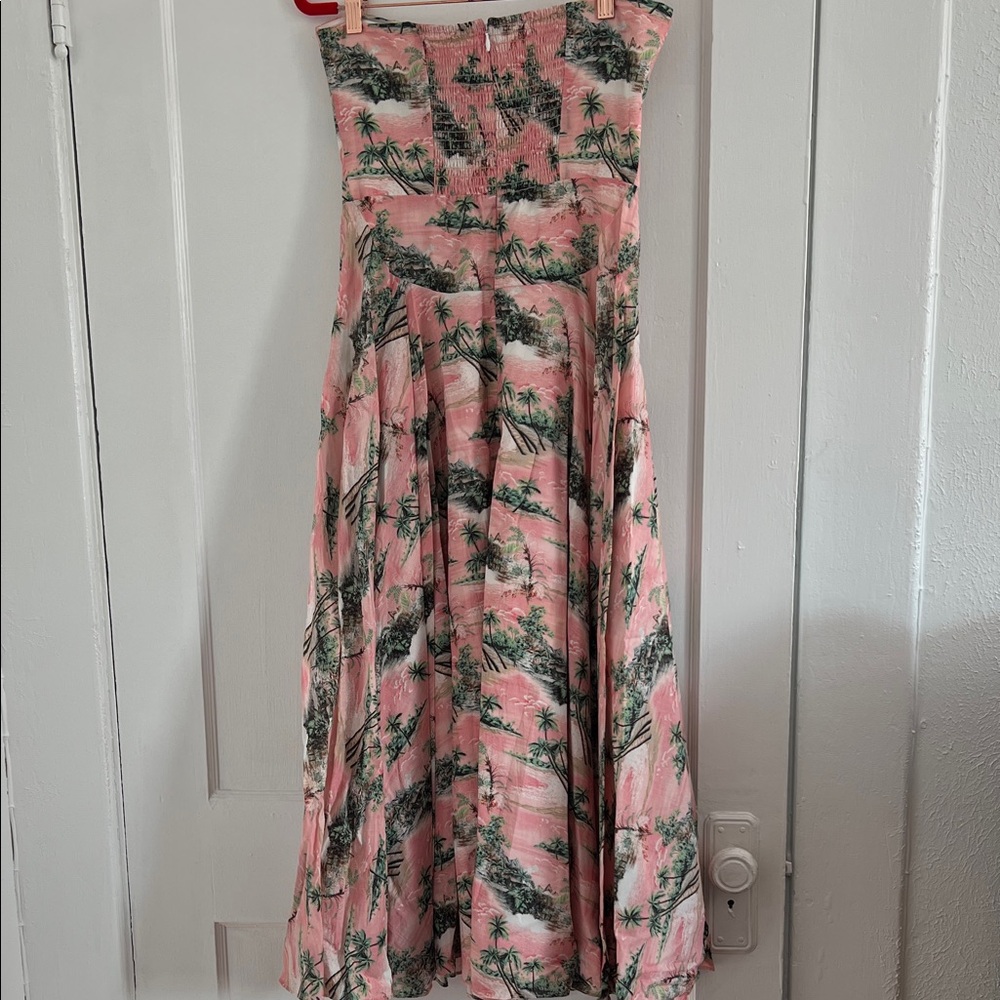 Cara Cara Strapless Maidstone Pink and Green Dress - Picture 4 of 6